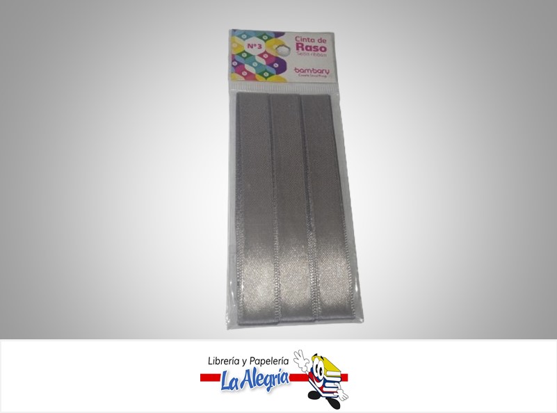 CINTA RASO N°3 6232530910 PAQ 15MMX5MTS PLATEADO MARCA BAMBARY