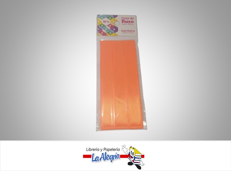 CINTA RASO N°3 6232530996 PAQ 7MMX5MTS NARANJA NEON MARCA BAMBARY