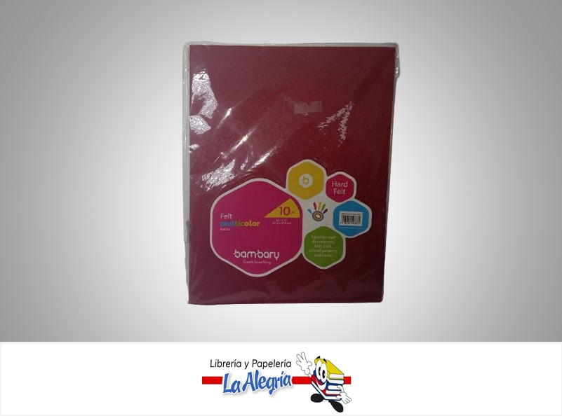 FIELTRO DURO CARTA MULTICOLORES PAQ 10 UND MARCA BAMBARY