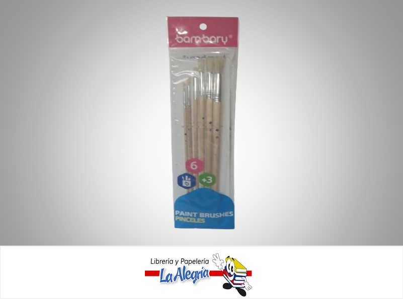 PINCEL REDONDO CERDAS NATURALES 2307510003 PAQ 6 UND MARCA BAMBARY