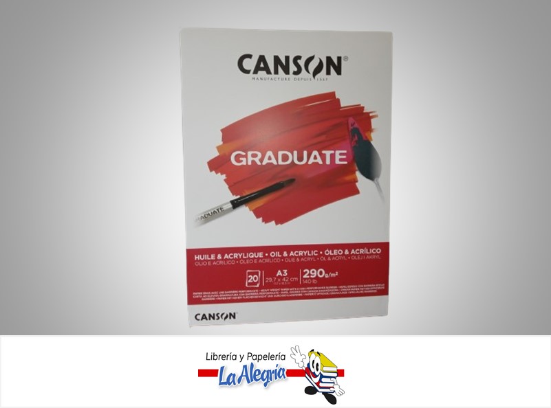 BLOCK CANGRAD PROFESIONAL PARA OLEO Y ACRILICO 20 HOJAS A3 290G MARCA CANSON