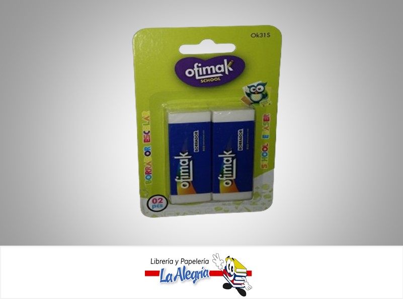 BORRADOR DE GOMA OK31S PAQ 2 UND MARCA OFIMAK