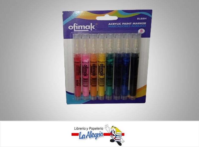MARCADOR ACRILICO BL88H 8 COLORES MARCA OFIMAK