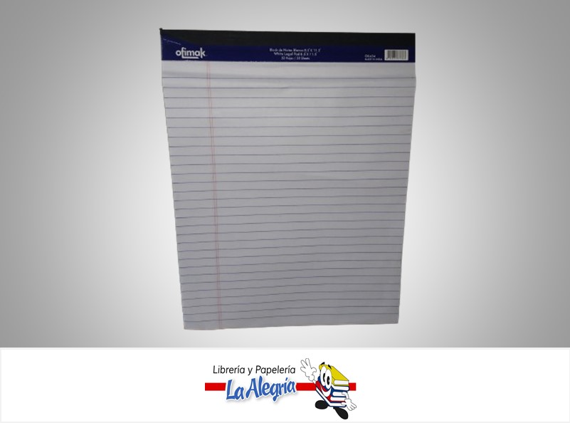 BLOCK NOTA RAYADO  21.5X29.6 CM 50 HOJAS MARCA OFIMAK