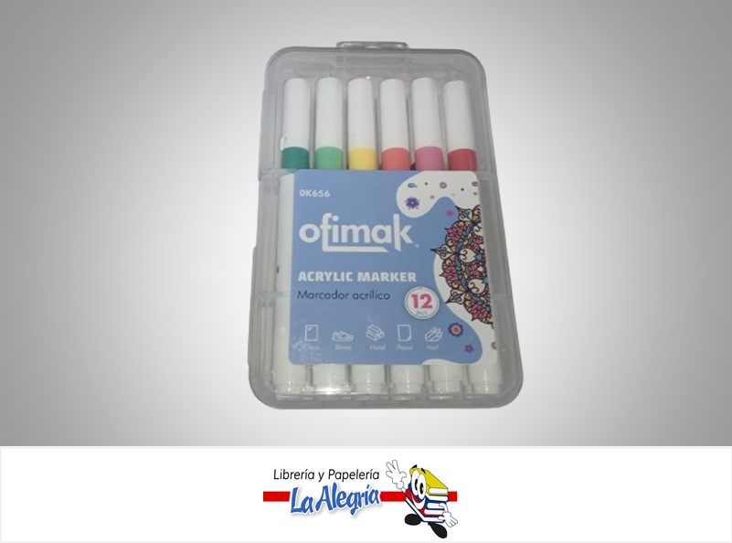 MARCADOR ACRILICO OK656 PAQ 12 UND MARCA OFIMAK