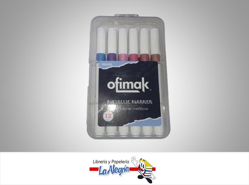 MARCADOR ACRILICO METALICO OK658 PAQ 12 UND MARCA OFIMAK