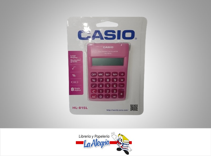 CALCULADORA BOLSILLO HL815LPK 8 DIGITOS MARCA CASIO