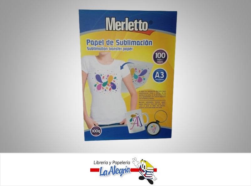 PAPEL DE SUBLIMACION 7805023520 100 GR POR UNIDAD MARCA MERLETTO