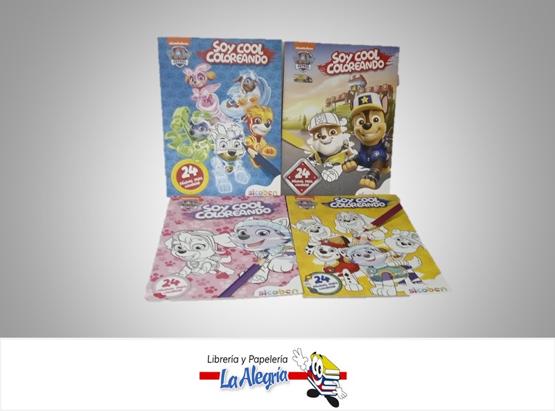 LIBRO DE ACTIVIDADES SOY COOL COLORENADO PAW PATROL 4 TITULOS TEMATICA INFANTIL AUTOR DISNEY MARCA  SICOBEN.