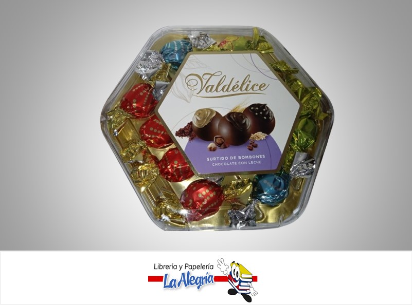 BOMBOM DE CHOCOLATE CON LECHE HEXAGONAL 150 G , PAQ 12 UND MARCA AVELLO