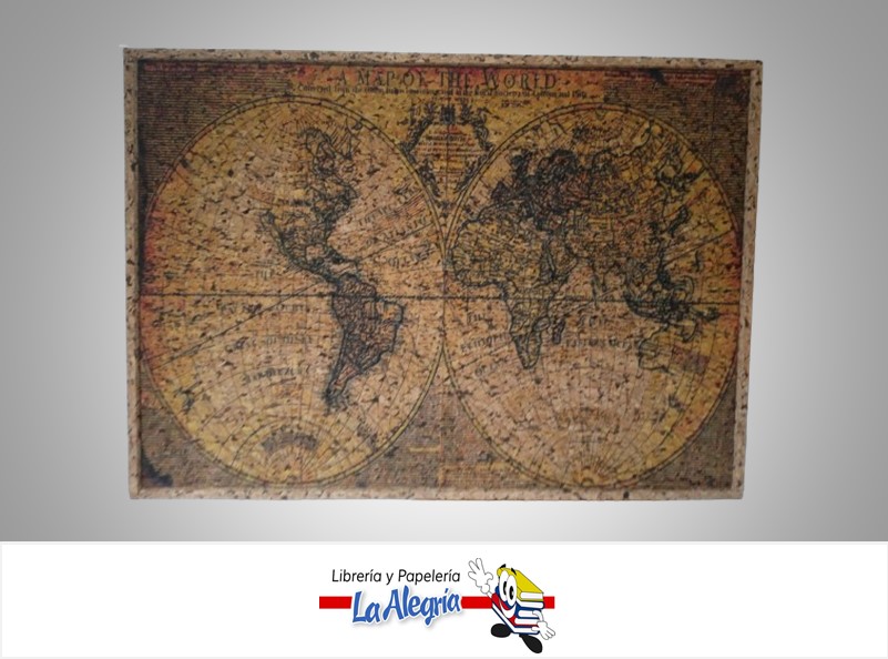 PINTURA SOBRE CORCHO MAPA MUNDI 68X47.5CM
