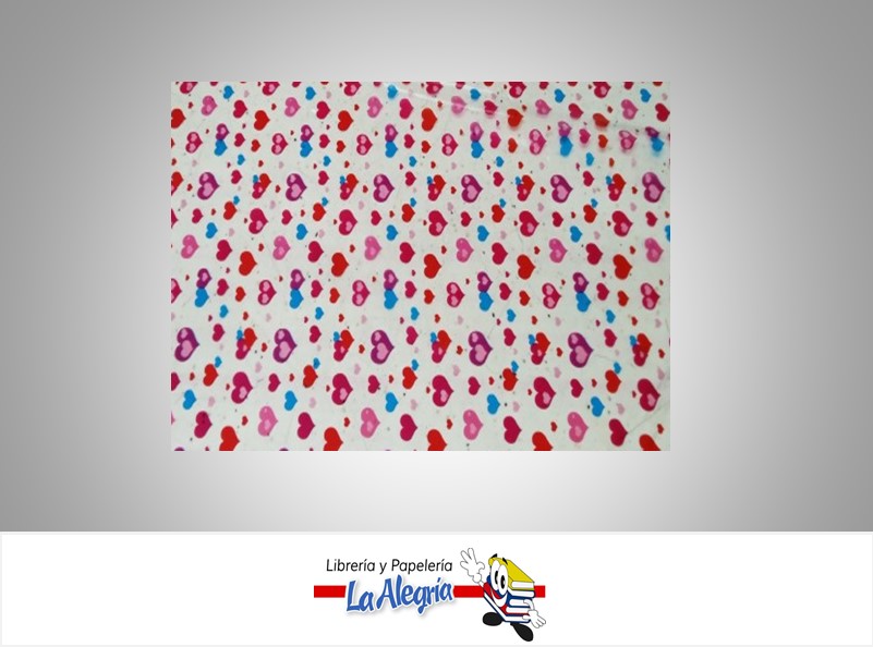 PAPEL CELOFAN 70 CM TRANSPARENTE CORAZON ROJO-AZUL X METRO MARCA O.K.