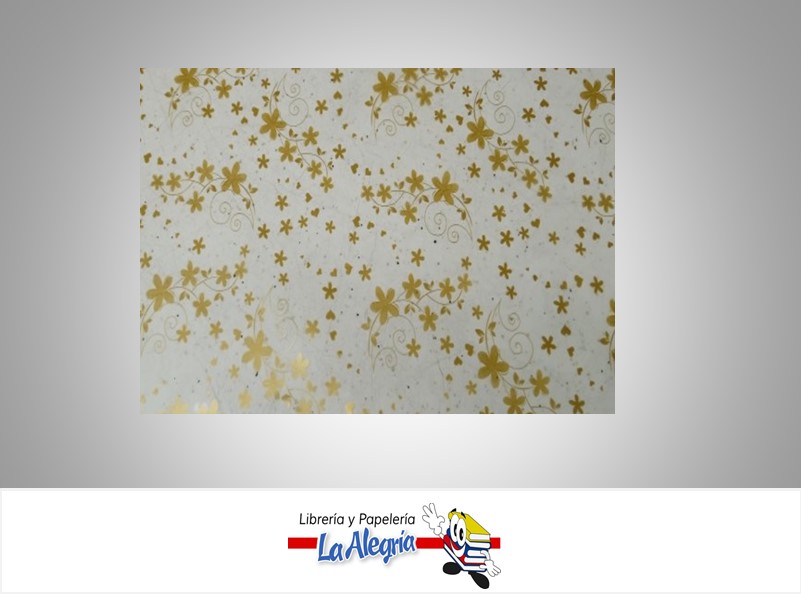 PAPEL CELOFAN 70 CM TRANSPARENTE FLORES ORO X METRO MARCA O.K.