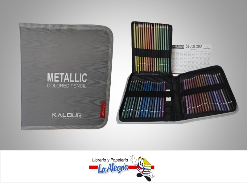 LAPICES DE COLORES BOLSO 50 COLORES METAL MARCA KALOUR