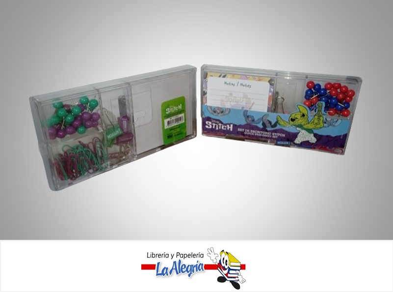SET DE OFICINA REGALO ESCRITORIO STITCH 17-10052; 4 PIEZAS MARCA ROSY