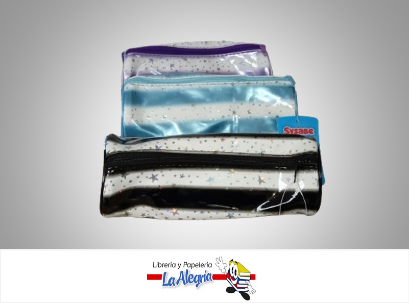 CARTUCHERA CILINDRICA DX-600-78 3 COLORES ESTRELLAS MARCA SYSABE