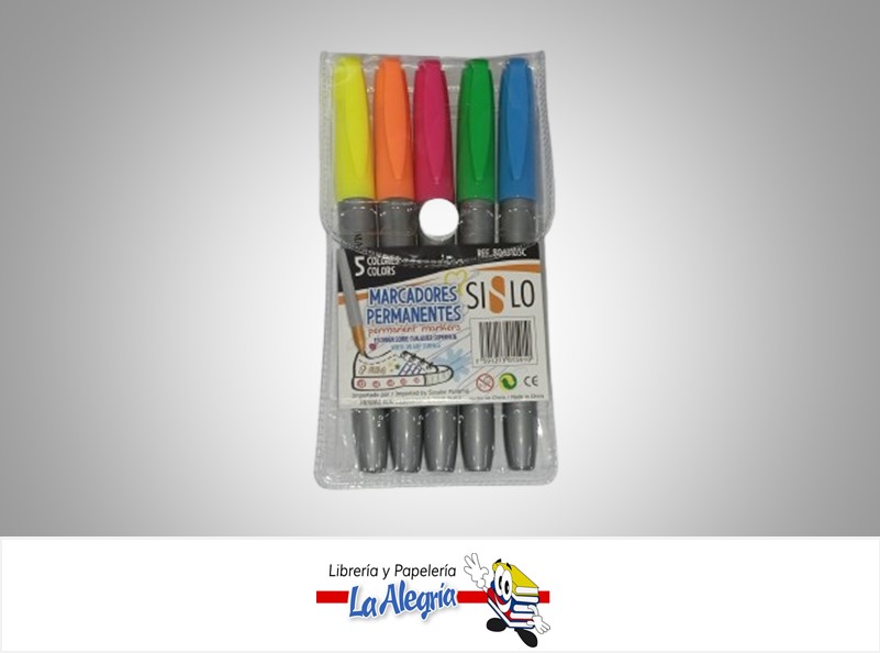 MARCADOR PERMANENTE 8063105C PAQ 5 COL MARCA SISLO