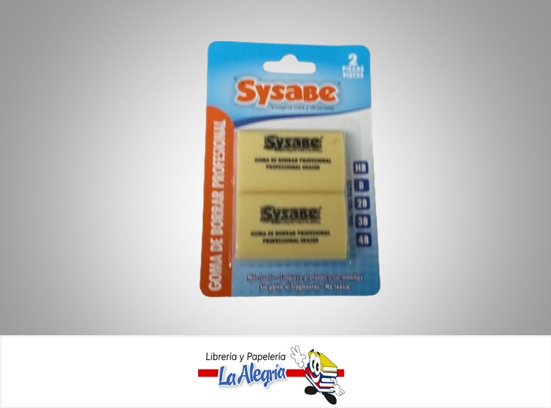BORRADOR DE GOMA PROFESIONAL BG016B PAQ 2 PZA MARCA SYSABE