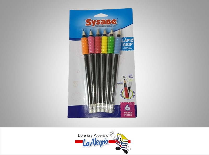 LAPIZ GRAFITO 2HB  GRIP L6G1097 PAQUETE 6 UNIDADES MARCA SYSABE