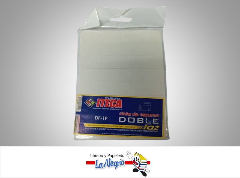ALMOHADILLA ADHESIVA DOBLE FAZ DF-1P ESPUNA 19MMX13MMX2MM PAQ 3 UND MARCA ITECA