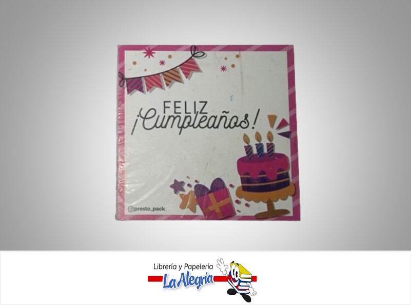 TOPPER FELIZ CUMPLEAÑOS 10X10 CM FUCSIA UND MARCA PRESTO PACK