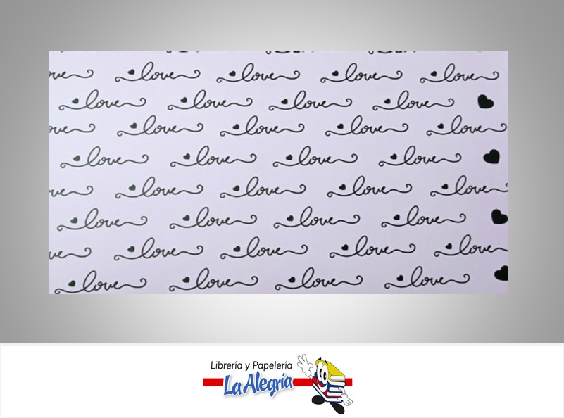 PAPEL DE REGALO LOVE 66X46 CM ROSADO  UND MARCA PAPURRI