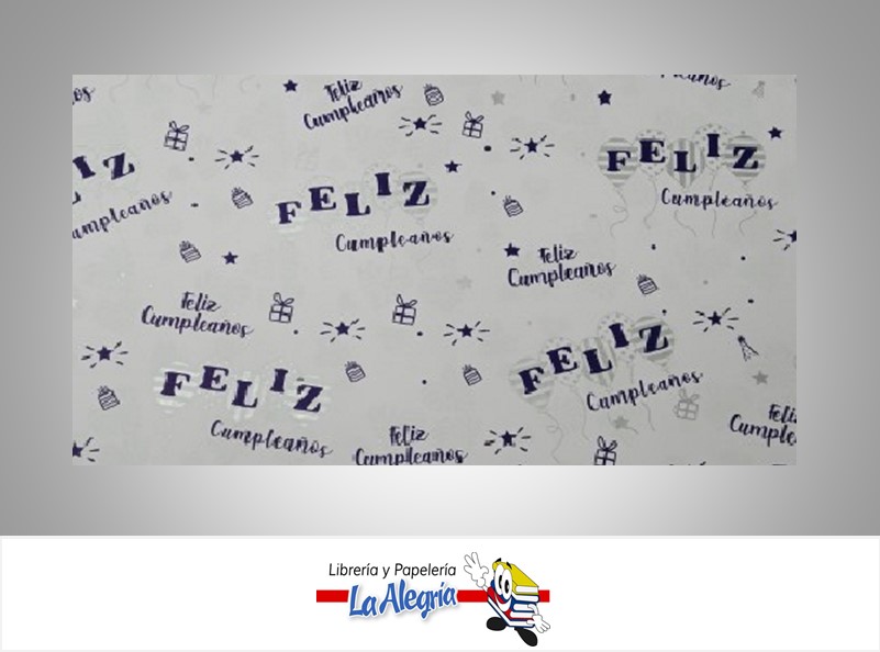 PAPEL DE REGALO FELIZ CUMPLEAÑOS 66X46 CM BLANCO/AZUL UND MARCA PAPURRI