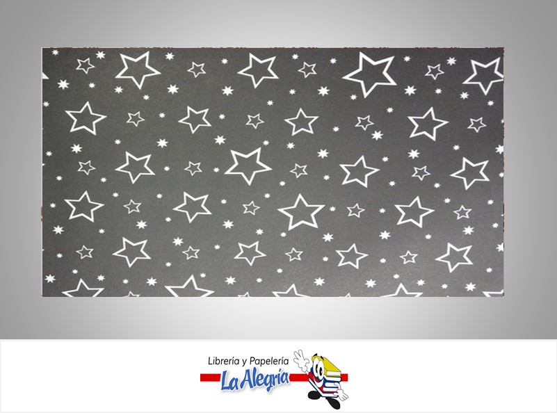PAPEL DE REGALO ESTRELLAS 66X46 CM NEGRO/PLATA UND MARCA PAPURRI