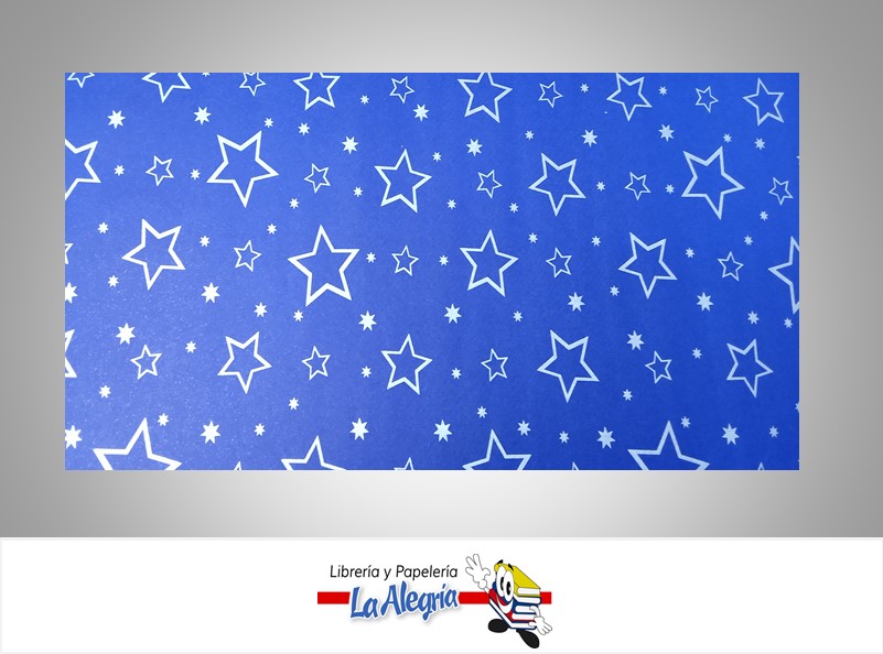 PAPEL DE REGALO ESTRELLAS 66X46 CM AZUL/PLATA UND MARCA PAPURRI
