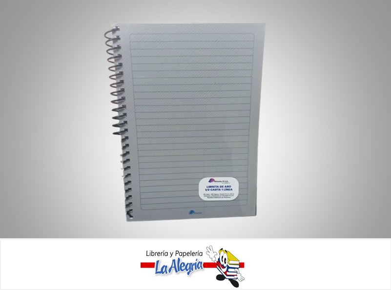 LIBRETA ESPIRAL 1/2 CARTA 80 HOJAS 1 LINEA TAPA DURA MARCA ALINEADOS PT