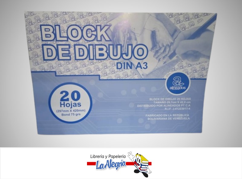 BLOCK DIBUJO ENCOLADO A3 42X29.7CM 20 HOJAS BOND 20 MARCA ALINEADOS PT