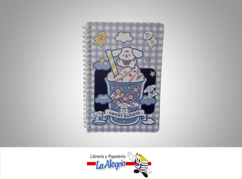LIBRETA ESPIRAL SWEET BUBBLE 14.5X20.7CM 60 HOJAS MARCA MOKA