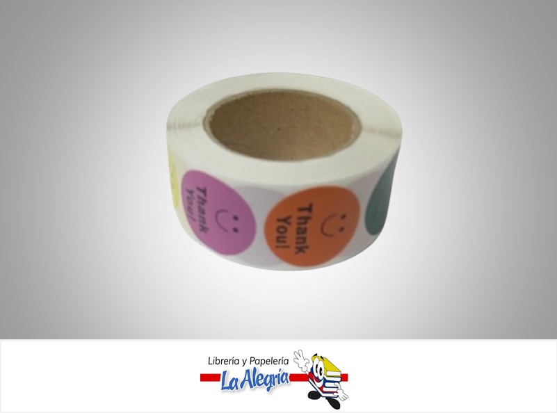 CALCOMANIA STICKER THANK YOU 2.5X2.5 CM PAQUETE 500 UND MARCA S/M