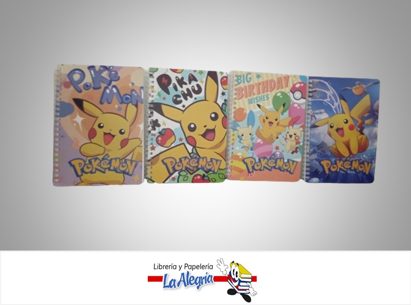 LIBRETA ESPIRAL POKEMON SH-8826; 60 HOJAS 1 LINEA 14X20.5 CM MARCA S/M