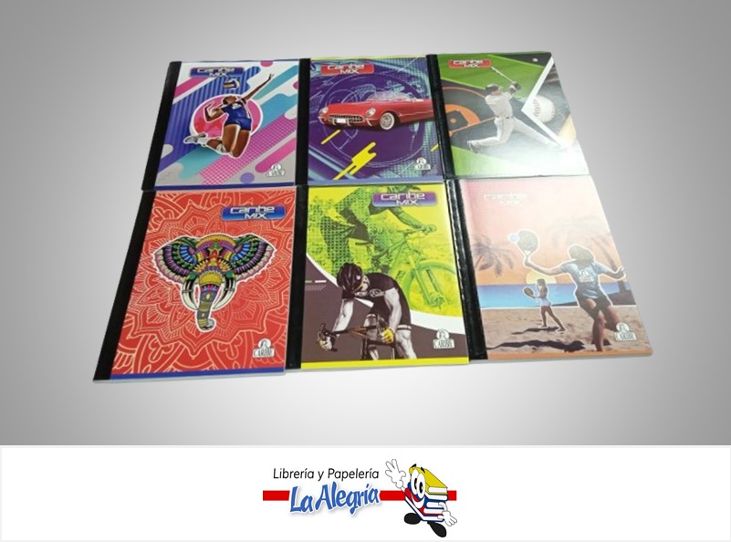 LIBRETA EMPASTADA CARIBE MIX 100H/DOBLE LINEA MARCA CARIBE