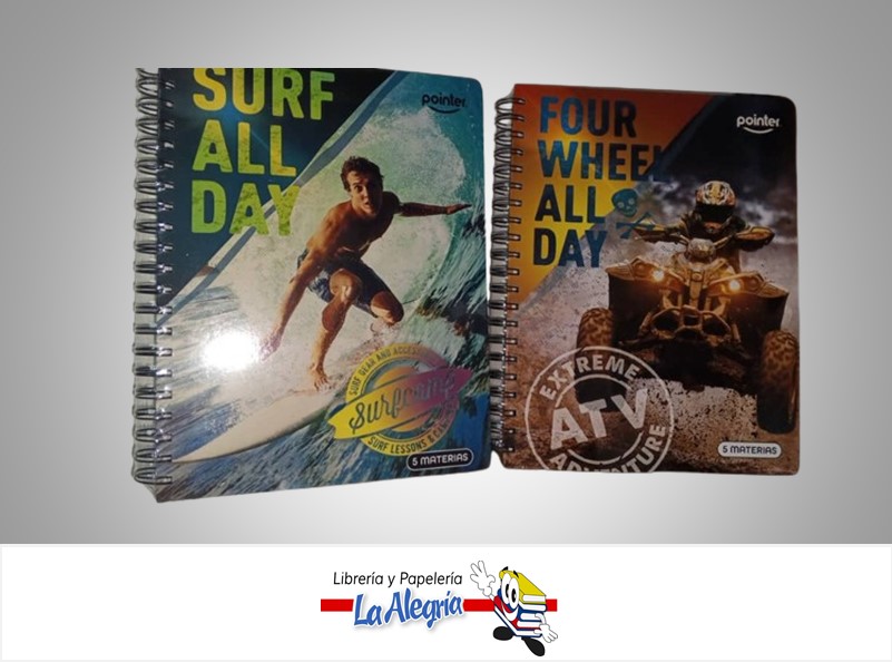 LIBRETA ESPIRAL 5 MATERIAS SPORT EXTREME ESP-08-5M MARCA POINTER