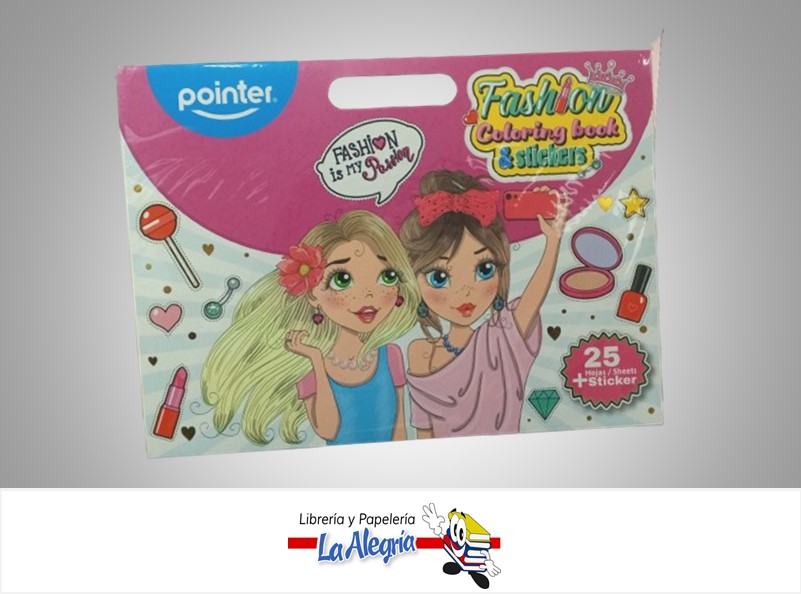 CUADERNO DE  COLOREAR CON STICKERS NIÑAS DB-23132 25 HOJAS MARCA POINTER