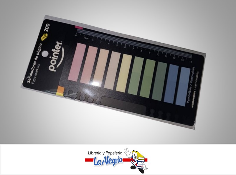 MARCADOR PAGINAS ADHESIVOS STN-11-200 10X45MM PASTEL PAQ 200 UND MARCA POINTER
