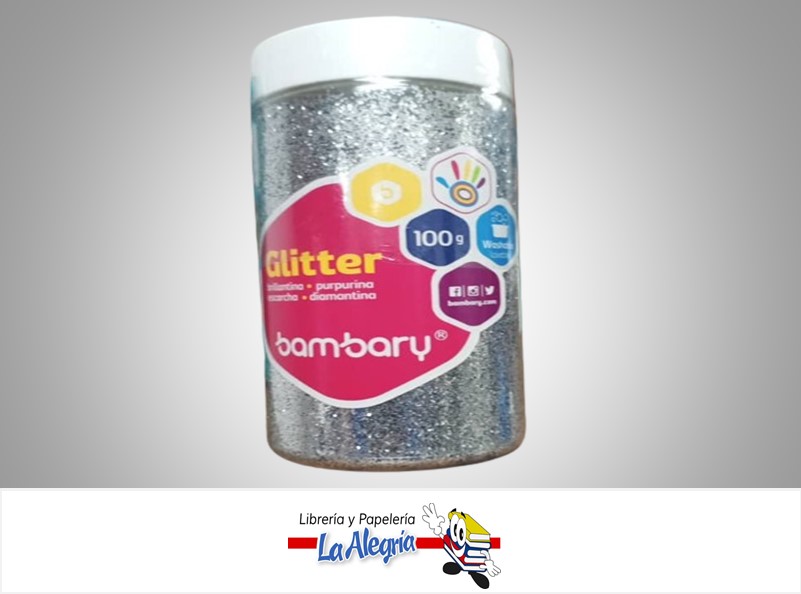 ESCARCHA 100 GR PLATEADO MARCA BAMBARY