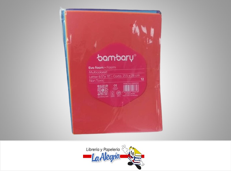 FOAMI CARTA 102-1060/050 PAQ 12 PZ COLOR SURTIDOS MARCA BAMBARY