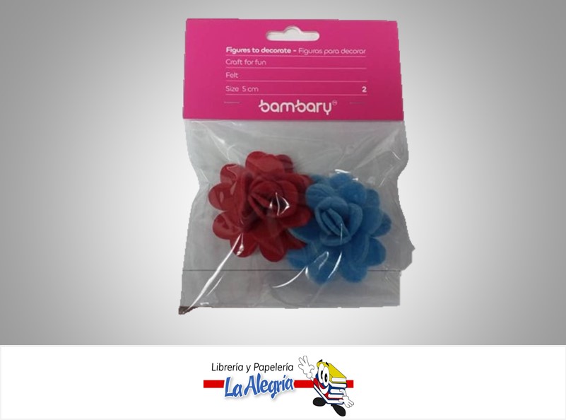 FIGURA DECORATIVA FIELTRO FLORES 390-4510/009 PAQ 2 UND MARCA BAMBARY