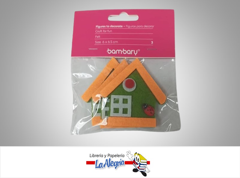 FIGURA DECORATIVA FIELTRO CASAS 390-4510/011 PAQ 3 UND MARCA BAMBARY