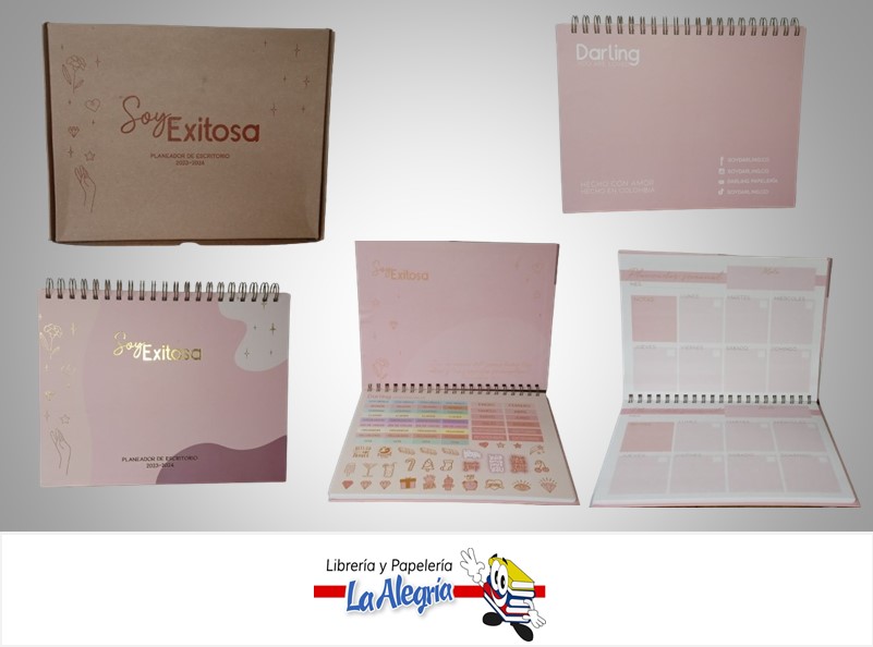 AGENDA PLANIFICADOR 2024 SOY EXITOSA ESPIRAL CON STICKERSESPIRAL 17X25CM MARCA DARLING