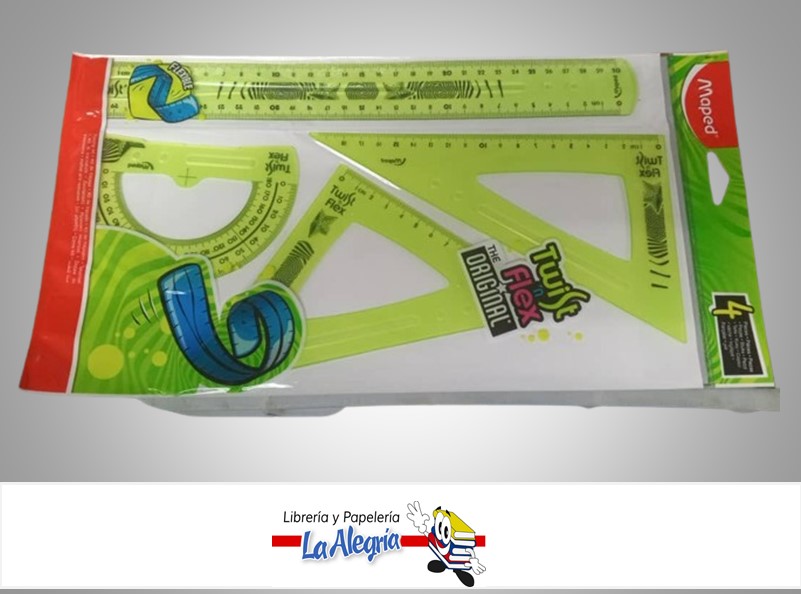 JUEGO GEOMETRICO FLEXIBLE TWIST'N FLEX 4 PIEZAS 30 CM MARCA MAPED