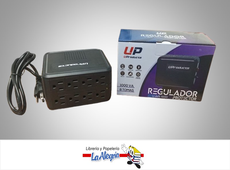 REGULADOR AVR 8 TOMAS 10A CON SUPRESOR DE PICOS U-AVR1000 MARCA UPRODUCTS