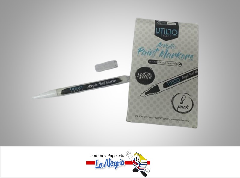 MARCADOR ACRILICO 0.7 MM EXTRAFIN0 BLANCO UND MARCA UTILLO CRAFT