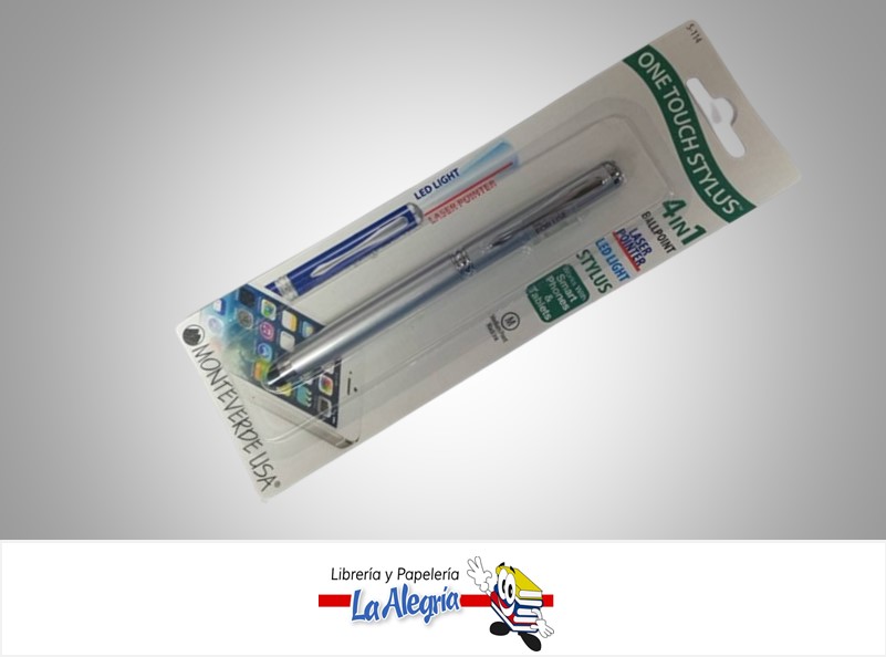 BOLIGRAFO LASER APUNTADOR 4 EN 1 SILVER MARCA MONTEVERDE