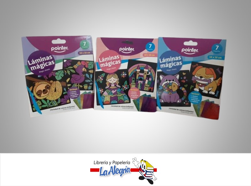 LAMINAS MAGICAS HOLOGRAFICAS 10X10 CM PAQ. 7 UND MARCA POINTER