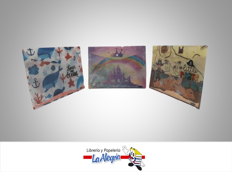 SOBRE PLASTICO PORTADOCUMENTOS INFANTIL CON ESCARCHA FL2-23127 MARCA POINTER