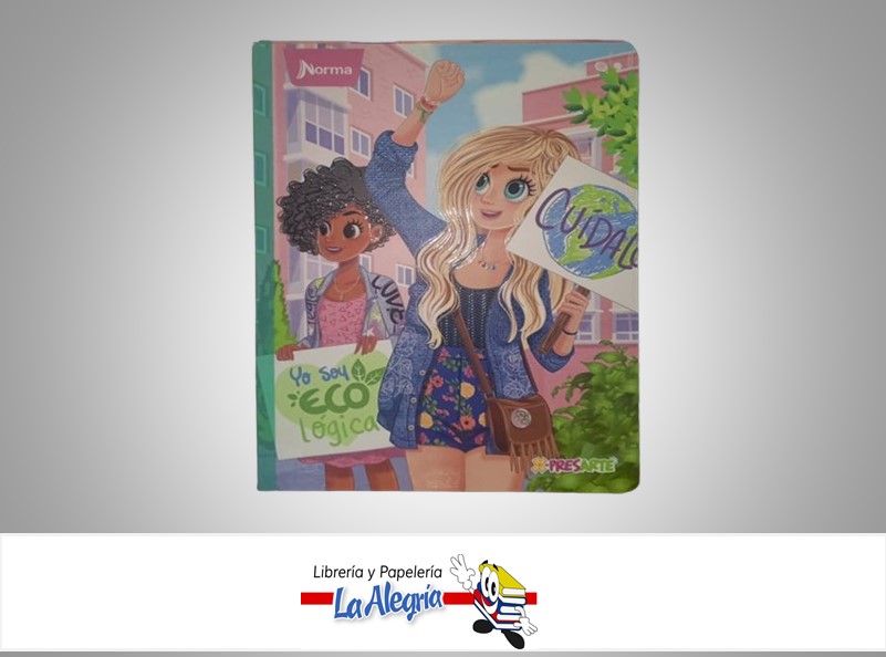 LIBRETA COSIDA XPRESARTE NIÑA BONEQUINHAS100 HOJAS 1 LINEA STICKERS MARCA NORMA